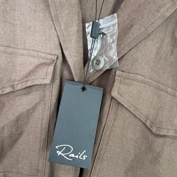 Rails Carmen Shirtdress Dress Mini Tie Waist Green Woven Linen Women's Size XS - Picture 10 of 13